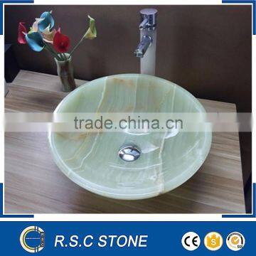 Round shape green onyx polished sinks and basins