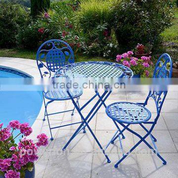 Heritage Tea Two Seater Metal Garden Patio Set Antique Blue Color