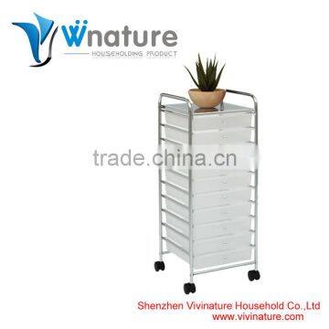 Multi-layer narrow plastic trolley on wheels