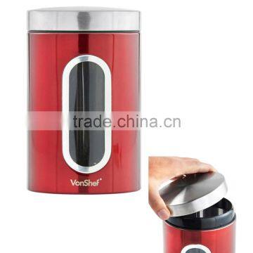 Red Stainless Steel Kitchen Storage Canister Set