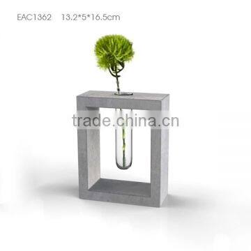 Wholesale Cheap Natural Concrete Cement Tall Decoration Crystal Glass Flower Vase photo-4