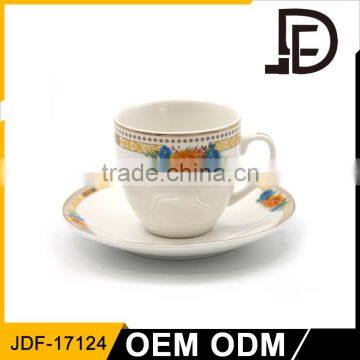 Vintage Floral Teacup and Saucer With Colored Modern Design photo-5