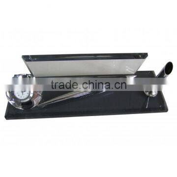 JINGYAGE K9 Custom Office Table Set Crystal Pen Card Holder Set With Clock photo-2