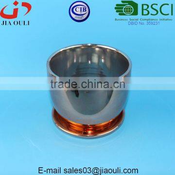 Quality Plating Gold / Copper Ceramic Plant Pots With Saucer photo-5
