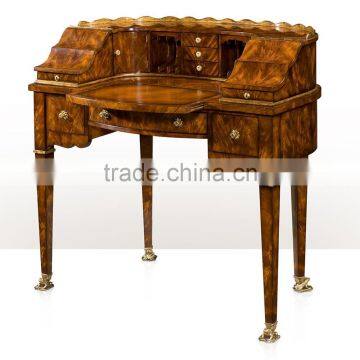 Retro Vintage English Victorian Style Finely Carved Solid Wood Veneer Replica Long Console Table With Wheels BF12-05274c photo-3