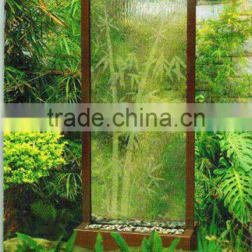 stainless steel frame glass waterfall green bamboo furniture