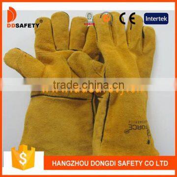 DDSAFETY Yellow welding glove cut piece leather gloves