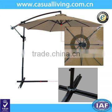 Patio outdoor umbrella stand Cantilever Vented Tilt & Crank Lift Umbrella with Cross Base, Beige