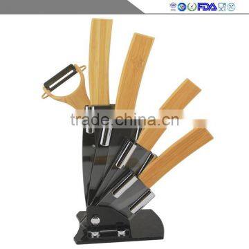 High-grade Bamboo Handle Sharp Durable Environmental Protection Kitchen Household Black Knife Sets of Ceramics photo-2
