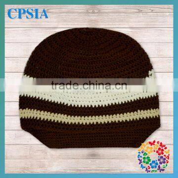 Brown & White Color Football Design Crochet Hat for Infant Baby