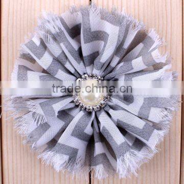 Handmade Fraying Chiffon Flower With Pearl Beads Center for Kids Hair Accessories for Baby Girl photo-6