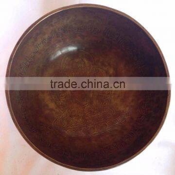 High Quality Asthamangala Symbol Meditating Buddha Carved Singing Bowl photo-2