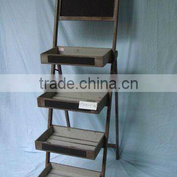 4 tiers Antique Wood Flower Display Stand with blackboard