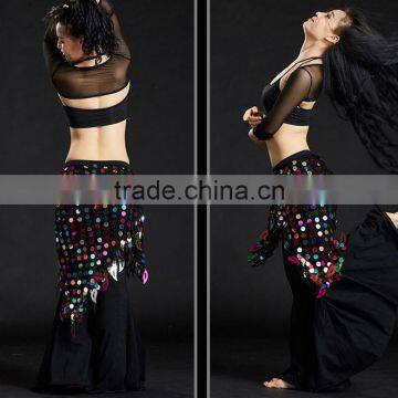 Tribal triangle crochet sequin hip shawl triangle belly dance hip scarf