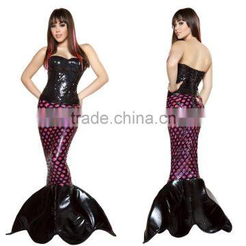 Off the shoulder black purple sexy mermaid cosplay dress with fish tail MZ001