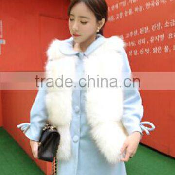 Multicolour Fashion Fox Fur 2014 Wool Overcoat Medium-long Fur Coat