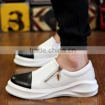 2015 New Style Fashion Leather Casual Shoes Men Best Quality Made in China, Hot Sell Adults Casual Leather Shoes Fashion Zipper photo-3