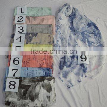 Fashion new coming ladies viscose voile chiffon scarf with flower printing