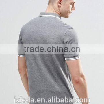 OEM Wholesale Men Grey 100% Cotton Pique Plain Slim Fit Polo Shirt photo-2