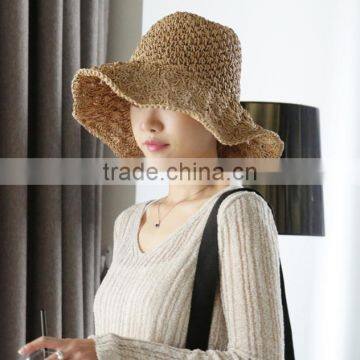 zm40595b summer handmade bearded needle folding women straw sun visor hat