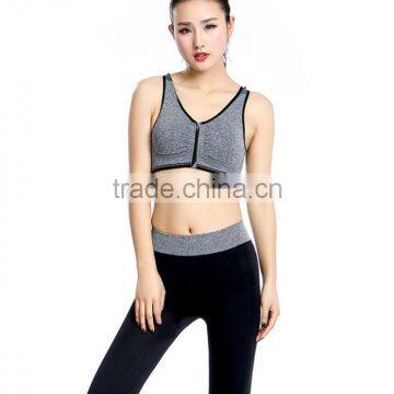 Sexy Zipper Sports Bra Sets Wireless Running Fitness Wear Factory Price Yoga Bra photo-3