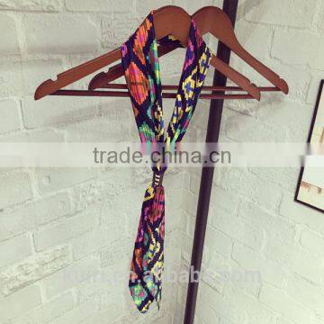 Fashion Ladies Scarves Colorful Printing Emulation Silk Tie Scarf for Women Bufandas Mujer 2016 photo-2