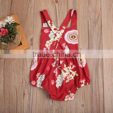Vintage Floral Printing Baby Girl Summer Romper With Tassels 0-24M Bubble photo-4