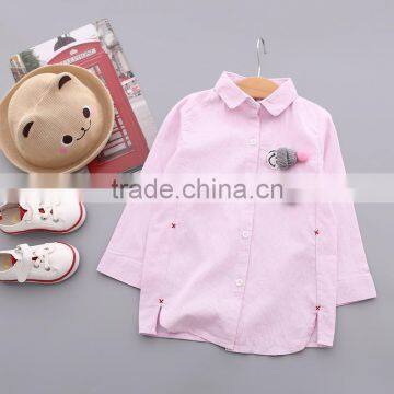 S33426W School Girl Blouse Cotton Striped Embroidery Cartoon Shirts Blouse photo-2