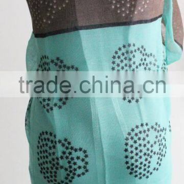 Aqua Blue Star Skull Scarf Taupe Skull Scarf With Aqua Blue Star photo-2