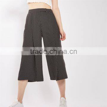 New Arrival Womens High Rise Polka Dot Wide Leg Cropped Slacks photo-4
