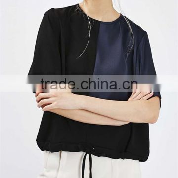 China wholesale assorted colors drawstring blank t shirts women plain t-shirts