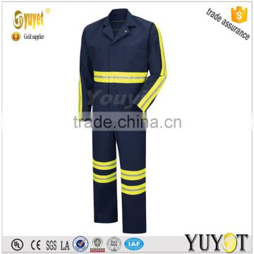 high vis 3M reflective stripe cotton construction coverall worker uniform