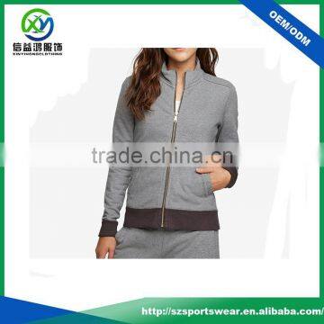 Grey color polyester fabric womens outdoor sports wear bomber jacket windbreaker jacket