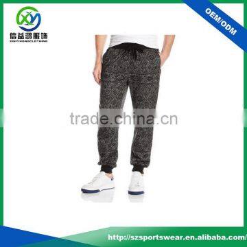 2016 Popular black color breathable sublimation printing sports wear running pants / jogger pants / harem pants for men