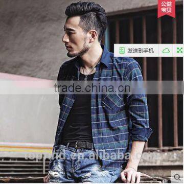 Cotton Long Sleeve Casual Fashionable Man Plaids T-shirt photo-5