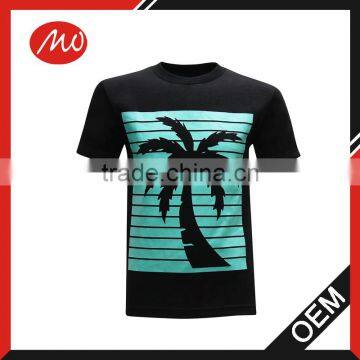 unisex cheap cotton black ground t-shirt printing with tree print