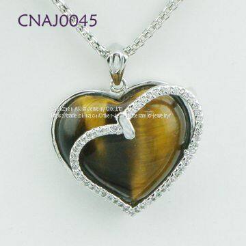 Heart Shape 925 Sterling Silver Jewellery Modern Necklace Pendant