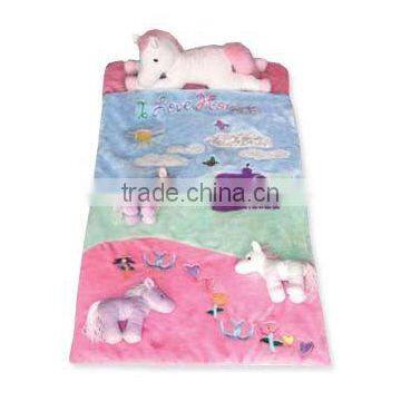 2012 cuddly horse toy sleeping bag bed for baby