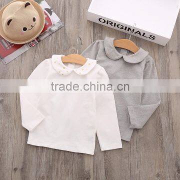 Little girls fashionable cute embroidery cotton shirt wholesale children shirts