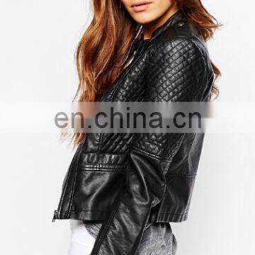 Girls' Faux Leather zip closure Long sleeve Bolero Imitation Leather Jacket bomerJacket Blazer cycle jacket quilted Jacket
