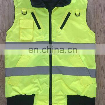 300D oxford fabric anti-pilling detachable reflective safety jacket