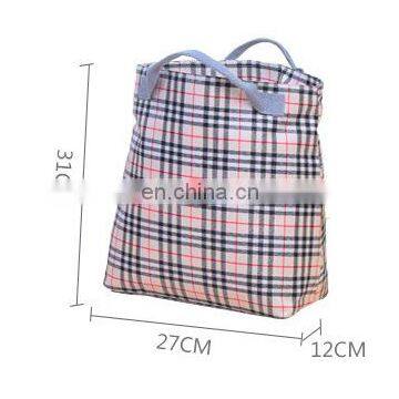 2017 Insulated Cold Canvas Grid Picnic Totes Carry Case Hot Sale Thermal Portable Lunch Bag photo-4