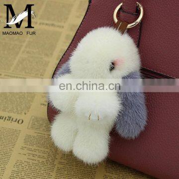 2016 Newest Lovely and Cute Mink Fur Rabbit Keychain Bag Accessories Keychain