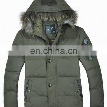 2017 lastest fashion army style handsome hooded big fur down jacket