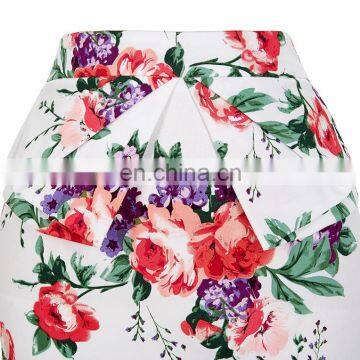 Grace Karin Occident Women Hips Wrapped High-waisted Short Cotton Flower Printed Pencil Vintage Skirt CL008928-8 photo-2