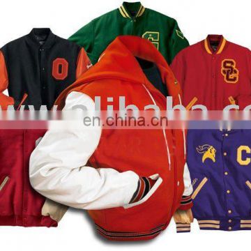 Bass-Ball Leather Sleeves Varsity Soccer Letter Men Jackets