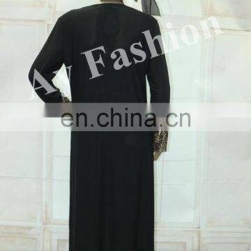 New Style Fashionable Front Open Abaya Women Kimono With Lace Trim Fashion Design Lace Abaya photo-3