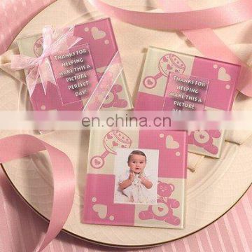 Baby Girl Glass Photo Coasters (