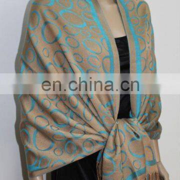 Spring scarf with circle with border pattern shawl pashmina