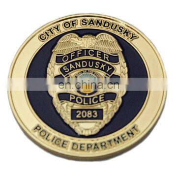 police gold plating 3d custom metal coin